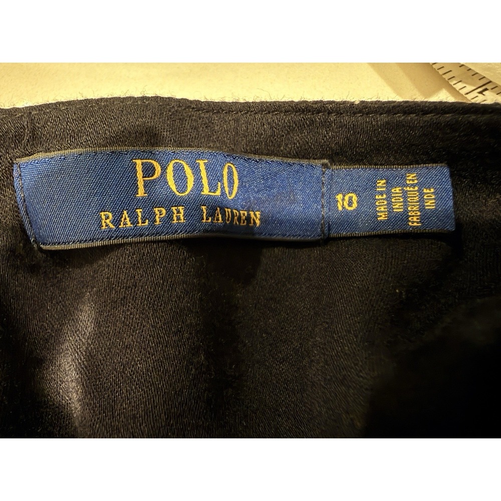 Polo Ralph Lauren Floral Wrap Dress 10 Navy Midi Cottagecore Cotton Ruffle - Picture 11 of 13